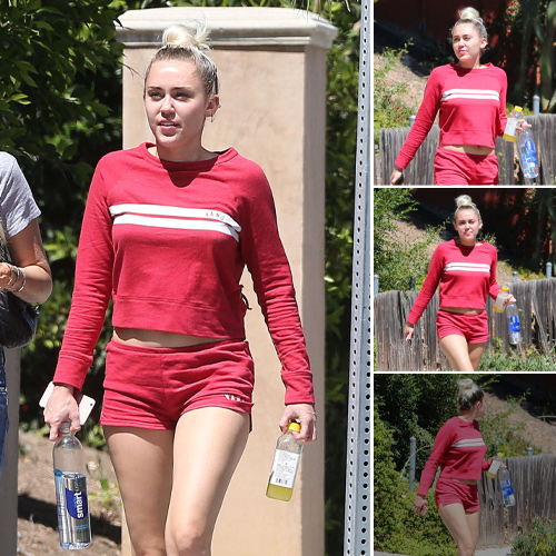 Miley Cyrus Sizzles in Scarlet Shorts on Santa Monica Stroll